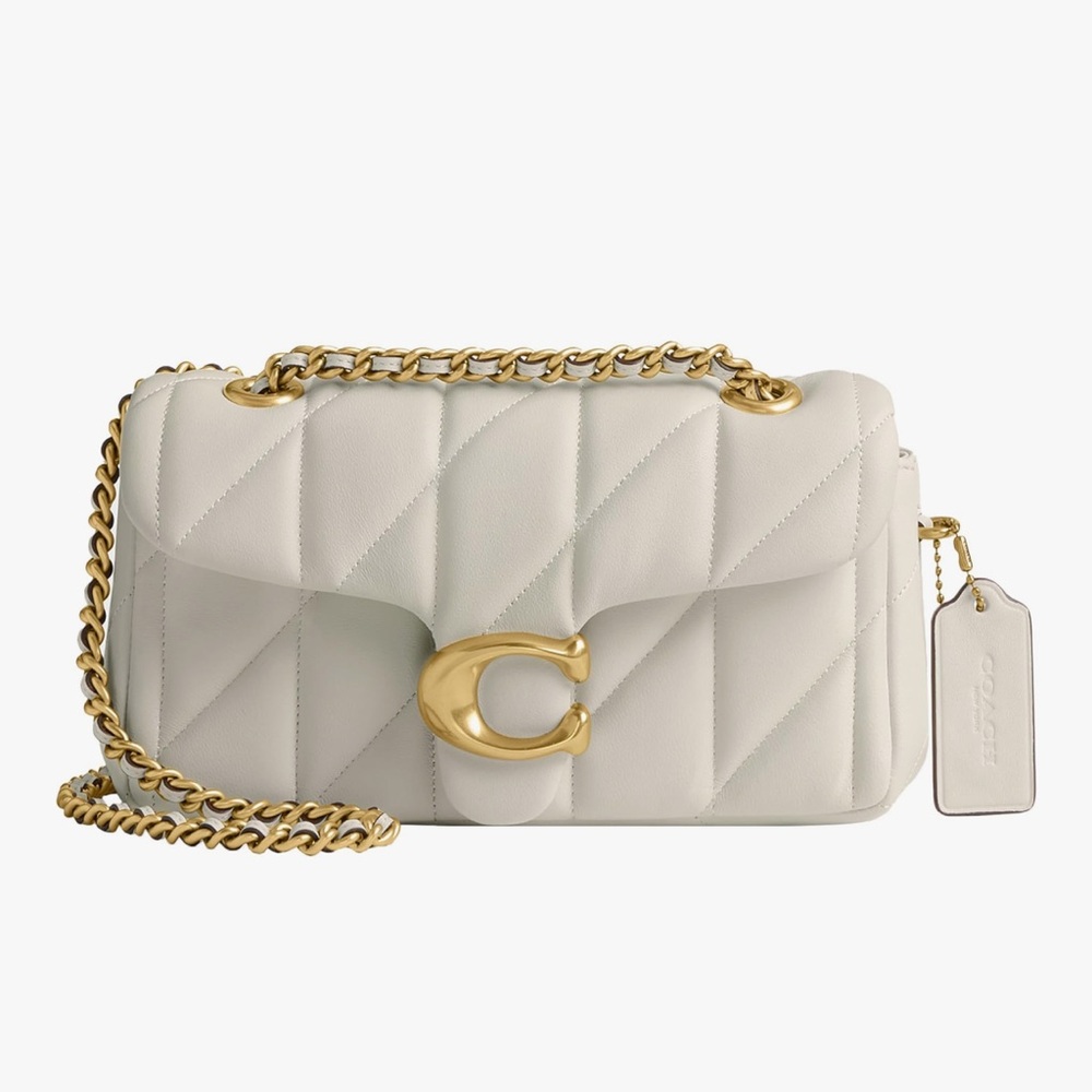 Coach Quilted Leather Shoulder Bag in Ivory with Gold Hardware